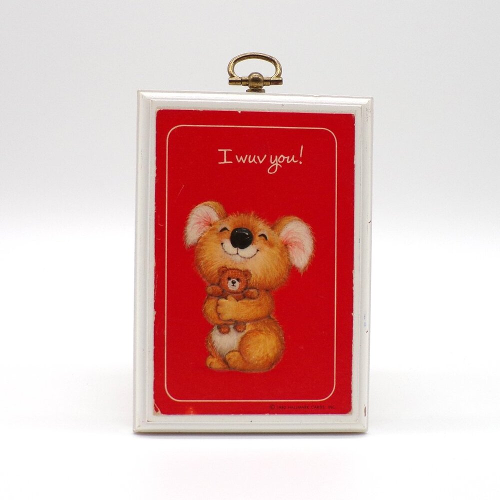 VTG 1982 Hallmark Cards "I Wuv You" Wood Wall Plaque Koala Bear Teddy Sign 80s